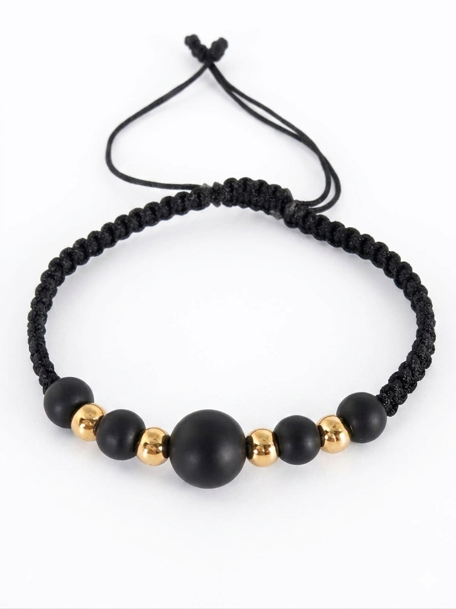 Pulsera Artesanal de Piedra Mate y Acentos Dorados en baño de Oro.