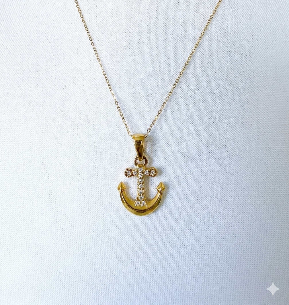 Cadena con Dije de Ancla Gold - Acero Inoxidable